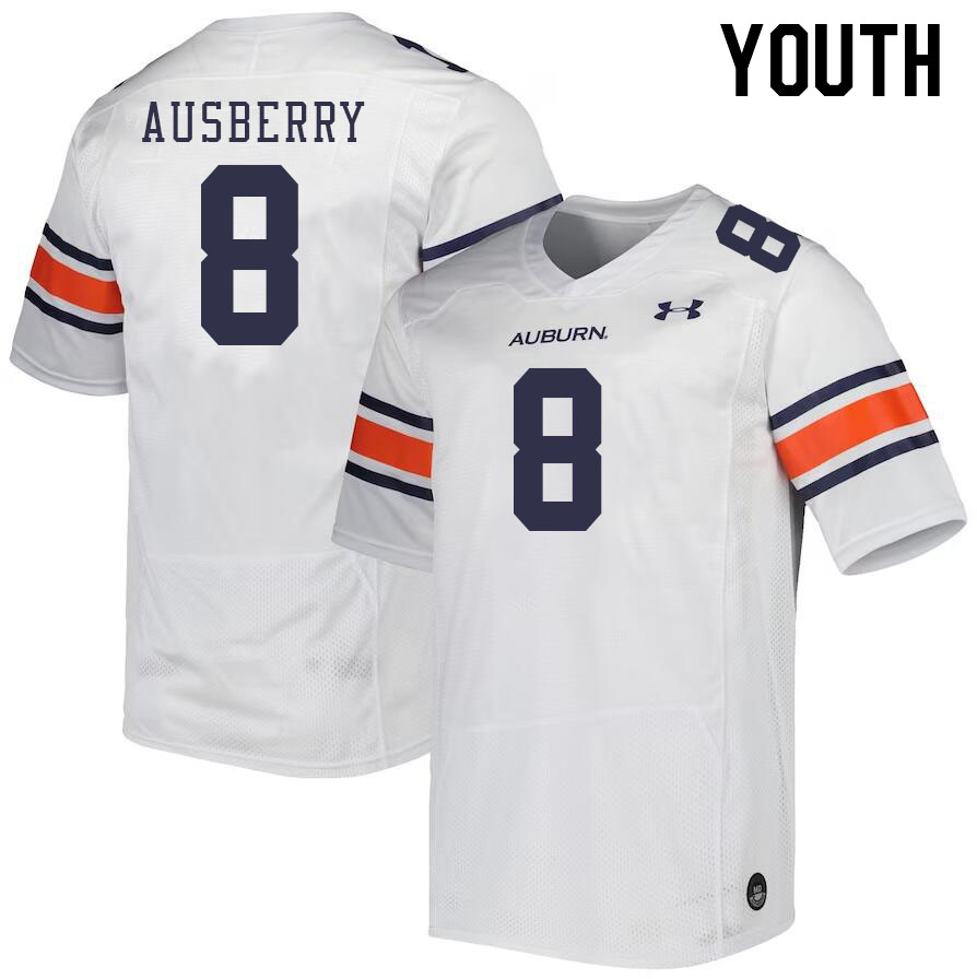Youth #8 Austin Ausberry Auburn Tigers College Football Jerseys Stitched-White - Click Image to Close